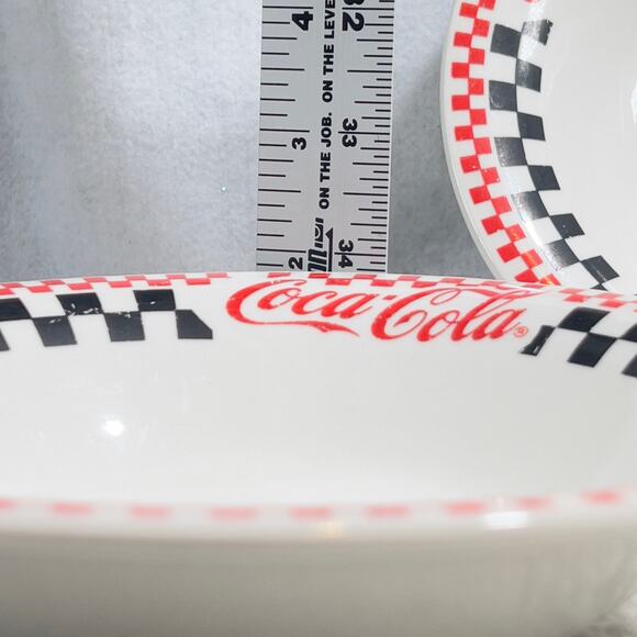 Coca-Cola Gibson Set of Four (4) 8" Bowls 1996 Retro 50's Racing Red White Black - Picture 8 of 14